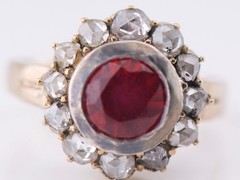 MUSEUM GRADE: Antique Faberge 14k Gold 1.77ct Ruby & 1ct Diamond Ring c1890’s