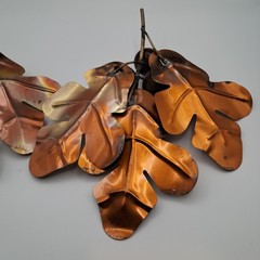 Brass Tone Oak Leaves Set with 3 Wood Acorns Home Interiors HOMCO Fall Autumn