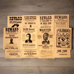 Wanted Posters Parchment With Antique Finish (Set of 12)