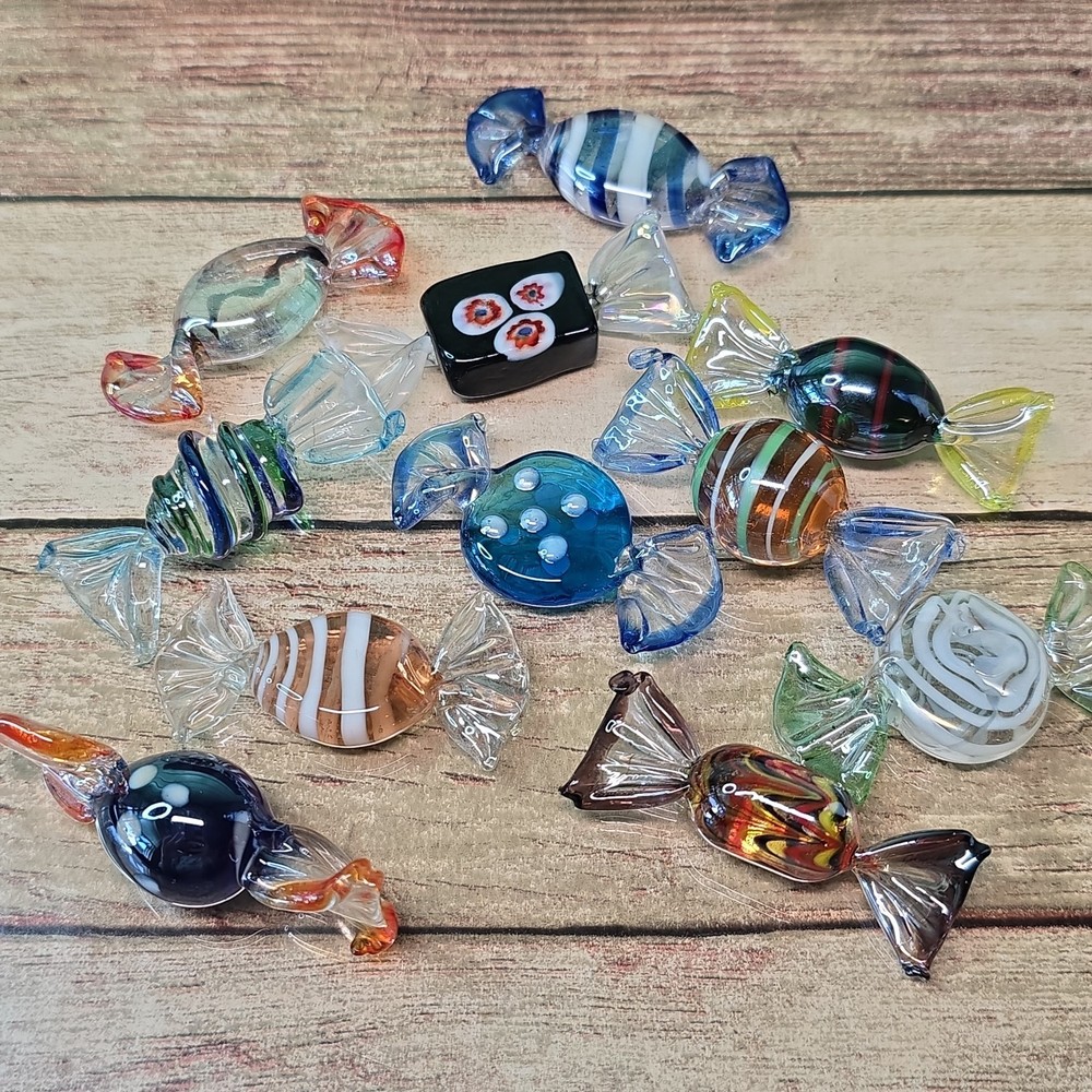 11 Vintage Murano Style Art Glass Candies Candy Italian Hand Blown