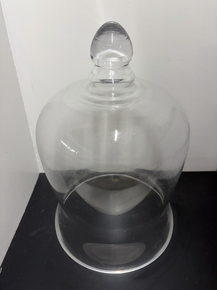 Vintage Cloche Dome Clear Glass Classic Bell Shape With Knob Handle Large 18” T