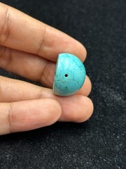 Ancient Near Eastern Sassanid Sasanian Turquoise Intaglio Seal Stamp Dome Bead