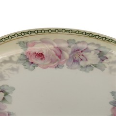 Antique German (K&L) Porcelain Handled Serving Platter Pink Roses Gold c.1910