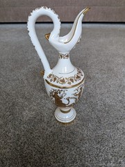 24K Gold Greek Gods & Goddesses Porcelain Ewer Jug Vase Handmade Greece MINT