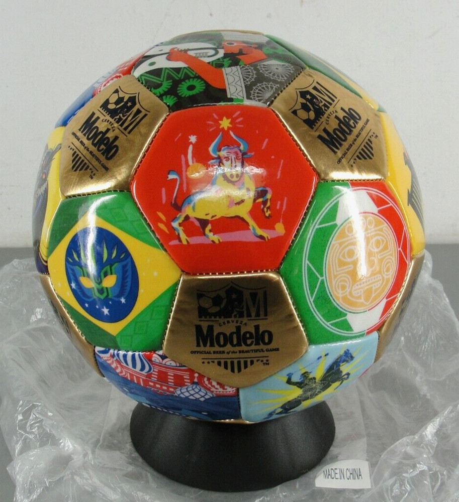 MODELO BEER ⚽ BEAUTIFUL GAME SOCCER BALL WITH DISPLAY STAND NEW OLD STOCK VTG