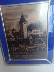 Decorative Erched On Glass Wall Hanging of Rapperswil Castle Switzerland