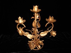 Vintage Italian Rose Tole Candelabra