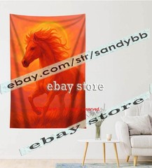 Fire Horse Spirit Tapestry 3D relief look Wall Art fantasy decor 59X82 in