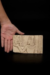 Ancient Egyptian Antiques Cleopatra Stone Relief Statue Horus Connection Decor