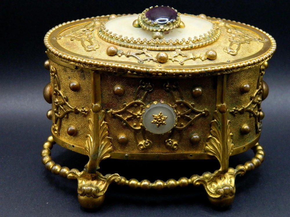 ART NOUVEAU Antique Jewellery Trinket Casket Box Napoleon III Style Gilt Ormolu