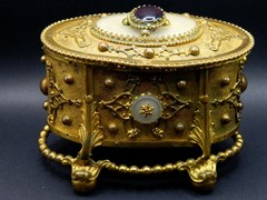 ART NOUVEAU Antique Jewellery Trinket Casket Box Napoleon III Style Gilt Ormolu