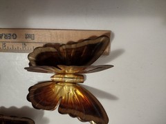 Vintage MCM Homco Set of 3 Metal Brass Copper Hanging Butterflies Wall Art Decor