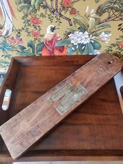 Antique late 19th century Oakleys Wellington knife polish board oak and leather