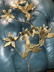 Vintage MCM Metal Hummingbird & Flower 3D Wall Art Decor – Homco