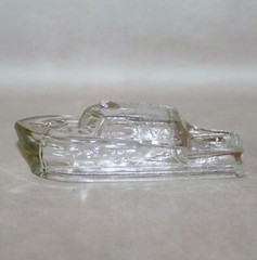 Boat Hollow Candy Holder Clear Glass ~ 4 3/4” Long 1940’s