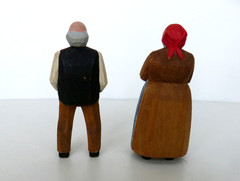 Vintage Pair of Hand Carved Hand Painted Swiss Couple Alpine Wyss?