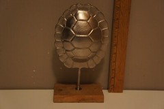 Contemporary Cast Aluminum Turtle Shell on Wood Stand
