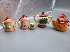 3 Mary Engelbreit ME Miniature Teapot Ornaments 3 ME – 1 Unbranded