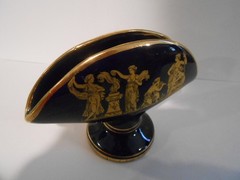 Made In Greece 24k Gold Accent Cobalt Blue Napkin / Card Holder