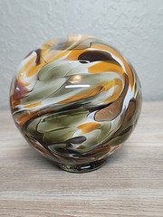 5″ Brown Orange Hand Blown Art Ocean Glass Oregon Float Coast 2013 Signed Meyer