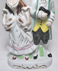 Edwardian 11″ Porcelain Kerosene Lamp Dressed Man Woman Decor Vintage Japan