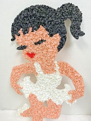 Vintage Melted Plastic Popcorn Girl Ponytail Ballerina Tutu Figural Decoration