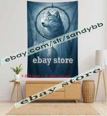 Wolf Dreamcatcher Tapestry 3D relief look Wall Art native decor 39X59 in