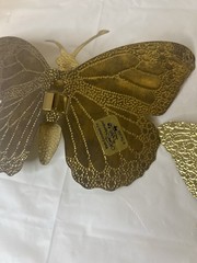 Home Interiors Butterfly Gold Tone Metal Tin 3D Wall Decor Set Of 3 MCM Boho Vtg