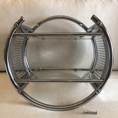VTG Round Chrome Metal Glass Wall Shelf MCM Mesh Side Bauhaus Eileen Gray Circle