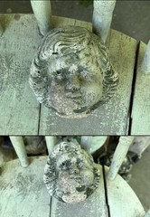 Vtg Concrete HEAD Salvaged Cement Garden STATUE Old Weathered Gothic-Child Bust!