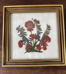 Vintage FLORALP TYROL Pressed Flowers (3) Framed Art Print Hand Made In Austria