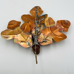 HOMCO Oak Leaves with 3 Wood Acorns Copper Tone Home Interiors MCM Fall Lot