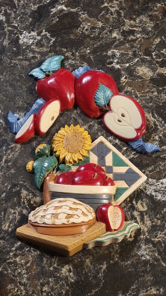 Vintage HOMCO Interiors Kitchen Decor w/ Apples, Pie and Sunflowers #7626 #3733