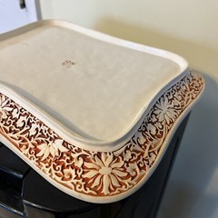 Vintage Resin Dynasty Relief Carved Tray Decor 1982 Arnart Imports