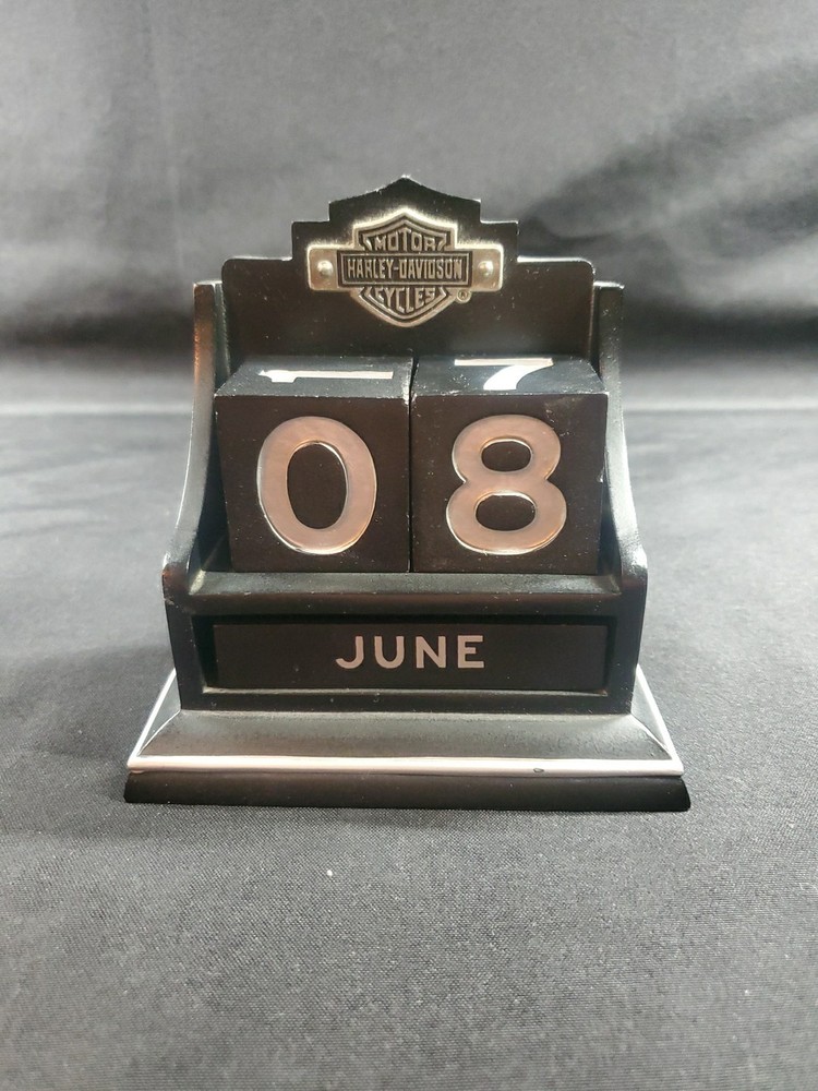 Harley Davidson Hallmark Calendar Ceramic Wooden Black and Silver HD Motorcycle