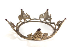 Brass Plant Stand Footed Flower Pot Riser Ornate Grapevine Motif Bowl Base VTG