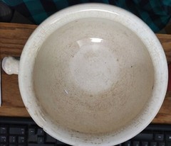 W.S. George White Granite Ironstone Chamber Pot With Handle 5×9″ Ant Primitive