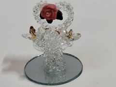 Vintage Unbranded Spun Glass Figurines on Mirrored Bases Lot of 5 Bird Theme