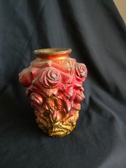Antique Goofus Glass Vase & Shaker Set
