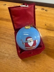Hand-Painted Santa Claus Christmas Ornament with Velvet Storage Box