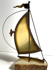 Vintage 1975 Demott Brass Sailing Ship With Original Tag Signed By Artist
