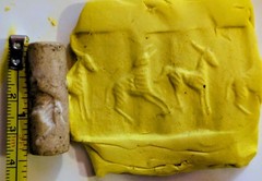Rare Ancient Near Eastern Stone Intaglio Cylinder Seal, Zebras?