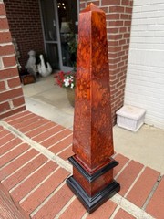 Red Marble Stone Obelisk 22”h Regency Neoclassical MCM Maximalist