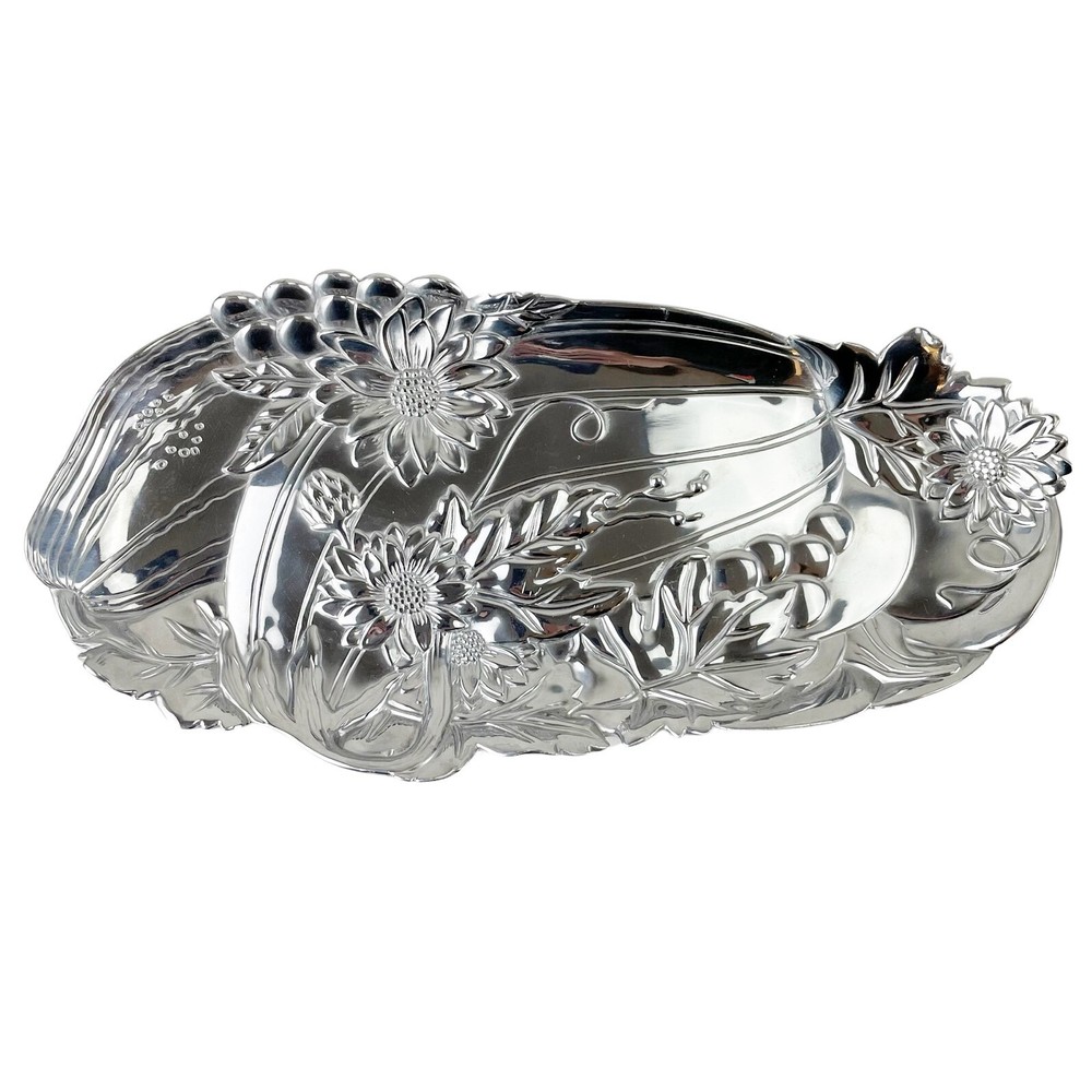 Fitz and Floyd Metal Serving Tray Harvest Pumpkins Fall Gourds Sunflowers 12″x6″