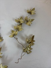 Set of 3 Vintage MCM Brass Metal Leaves Wall Accent Decorations