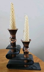 Vintage Brutalist Copper Candle Holder Sculpture Guy Bel Canadian Studio Art