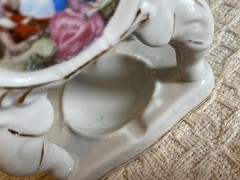 Vintage White Footed Victorian Style Footed Cigarette Holder Trinket Box Japan