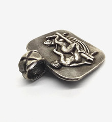 Ancient Roman Erotic Silver Pendant Classical Bed Scene Relief Artifact