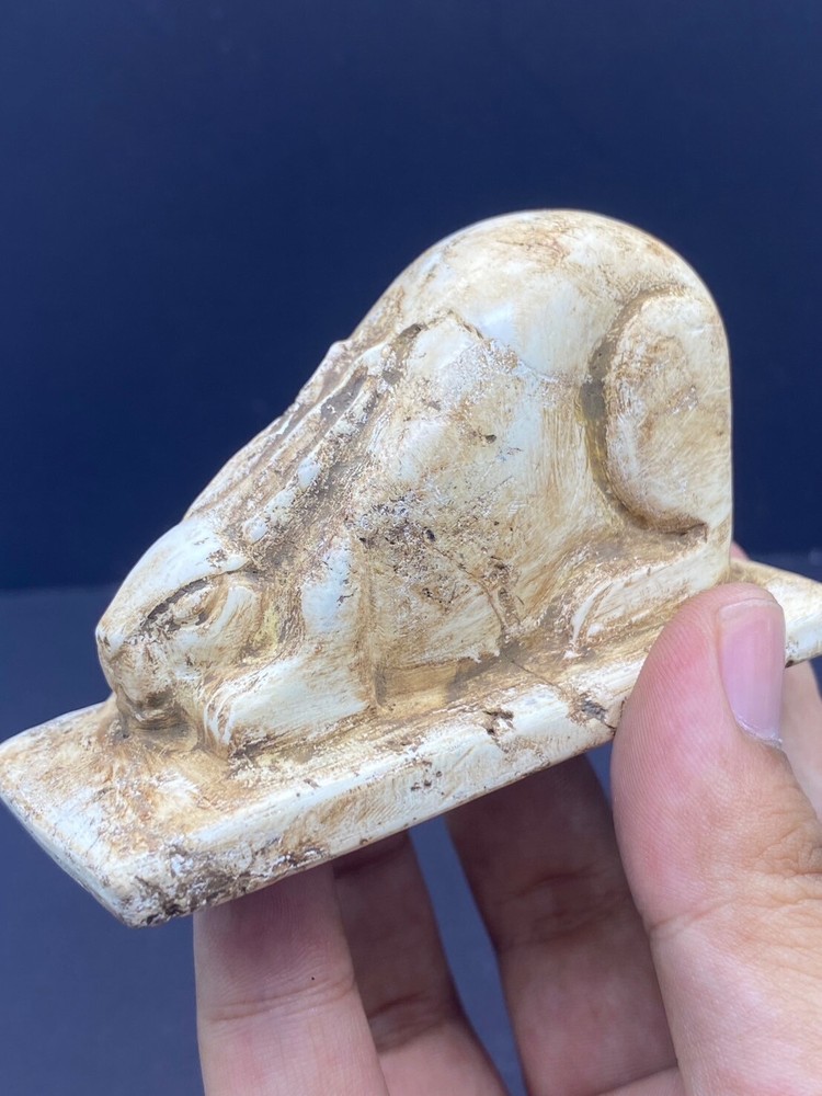 Authentic Old Egyptian Antiquities Natural Carmel Stone A Rabbit Statue