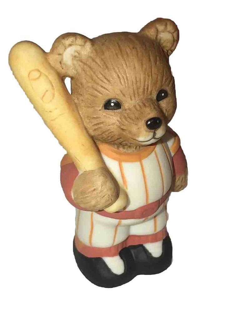 Vintage 😊 HomCo HOME INTERIORS Bear Figurine Baseball Fun